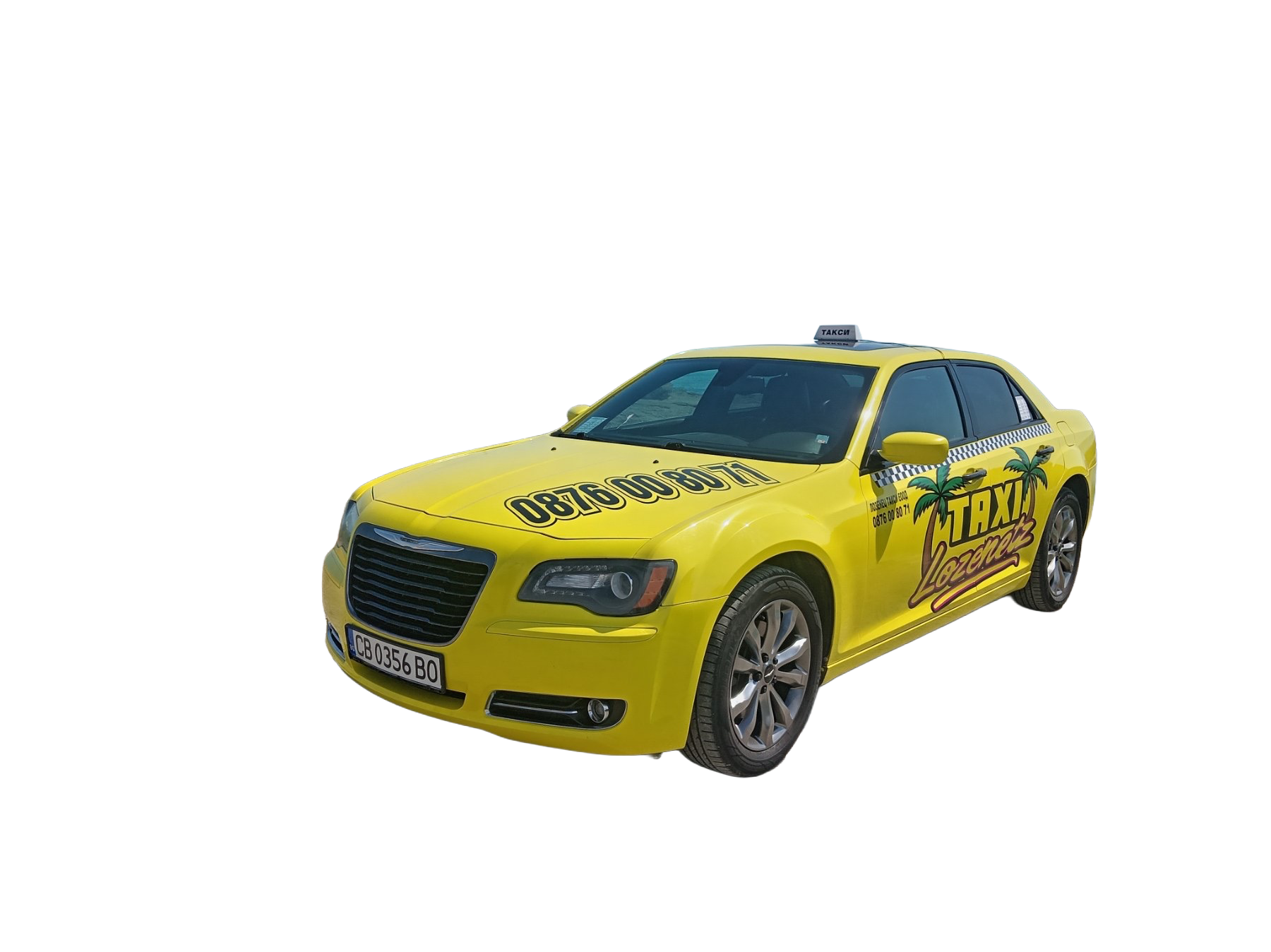 Yellow Taxi Lozenetz car by the Black Sea coast
